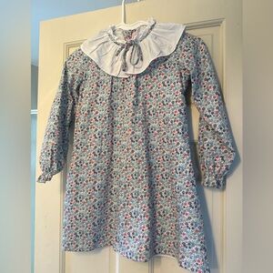 La Coqueta Floral Long Sleeve Dress with White Collar